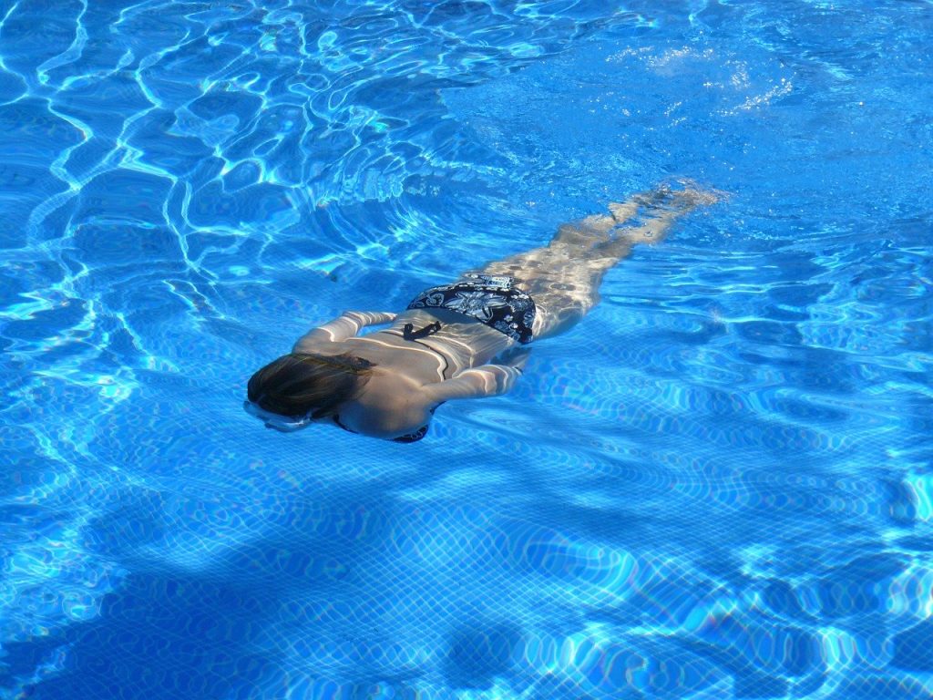 a woman swimming